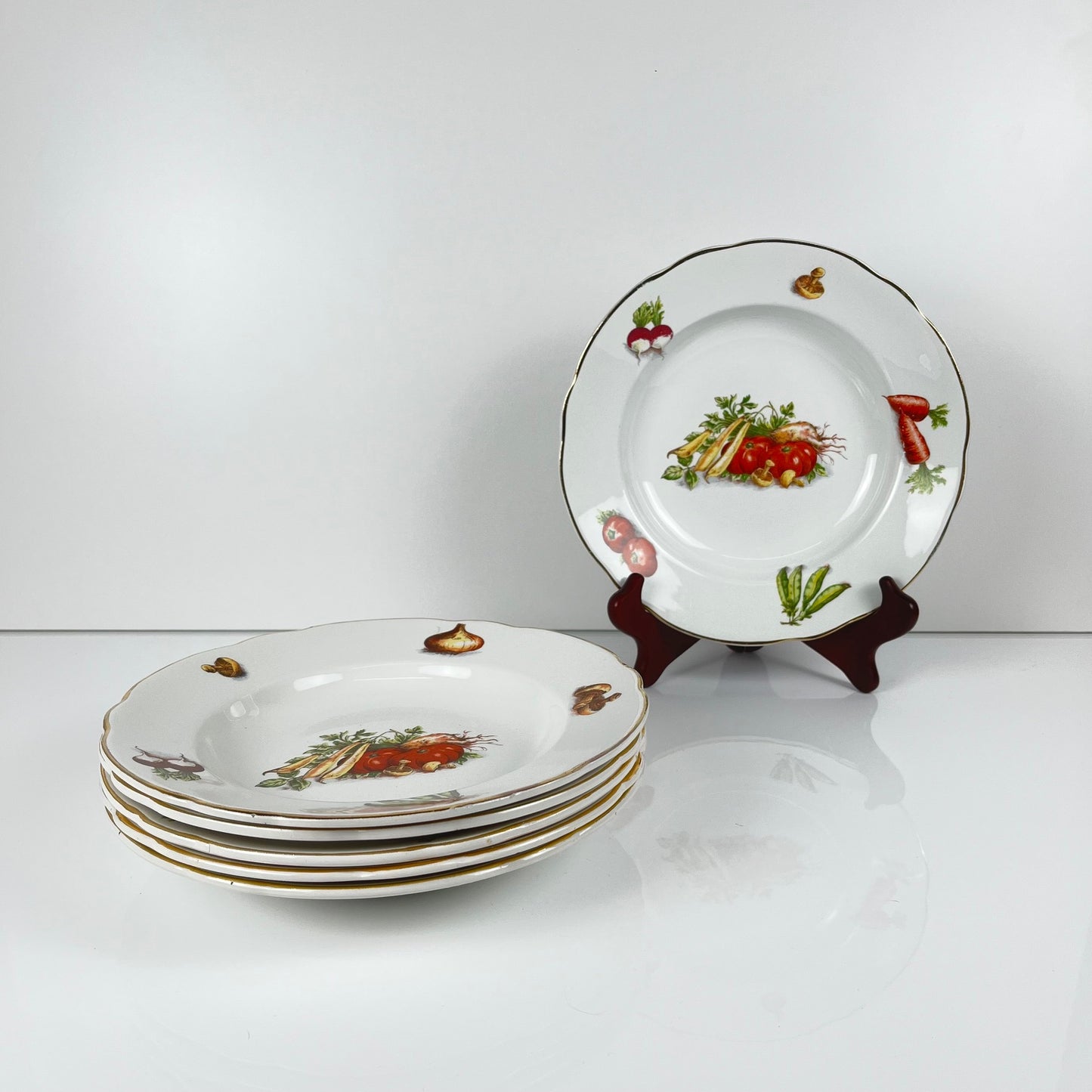 Set de 6 assiettes creuses KG Lunéville "Le Potager" , 1950/70