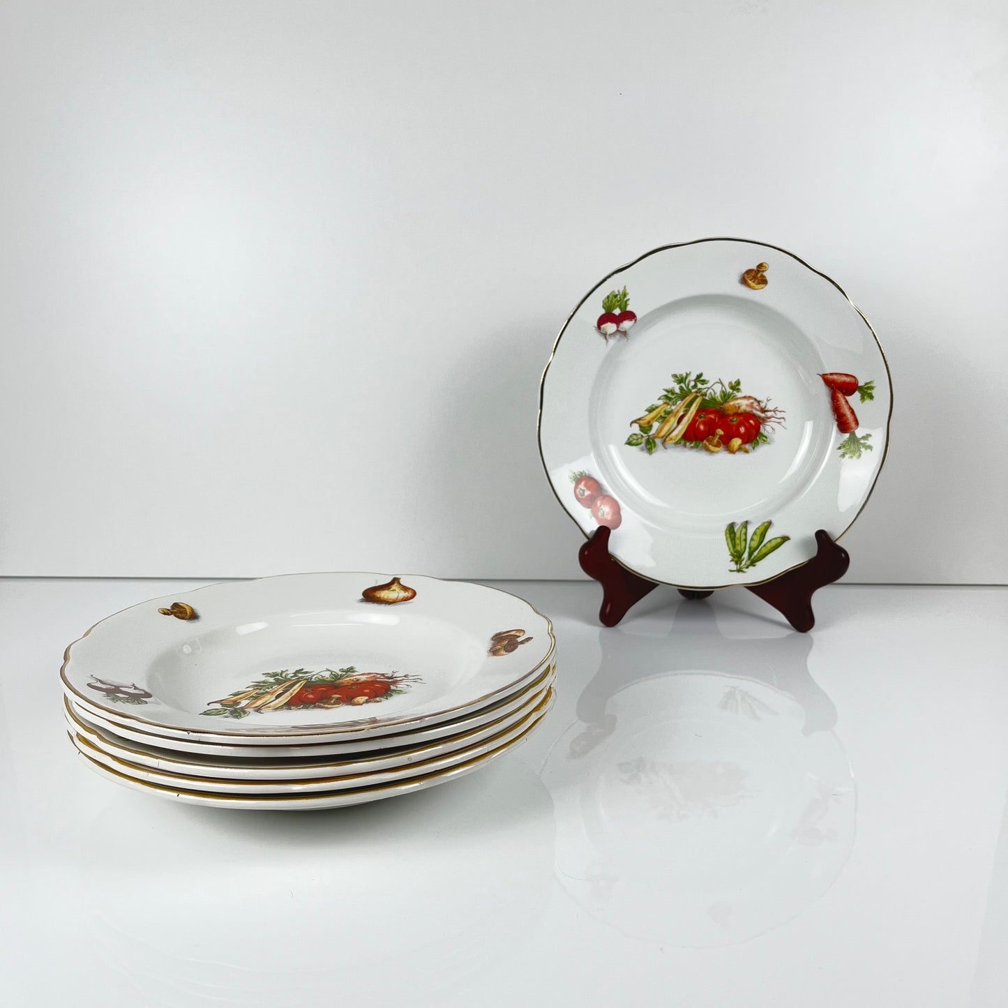 Set de 6 assiettes creuses KG Lunéville "Le Potager" , 1950/70