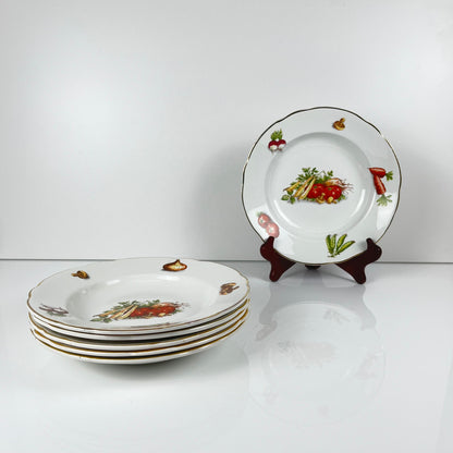 Set de 6 assiettes creuses KG Lunéville "Le Potager" , 1950/70