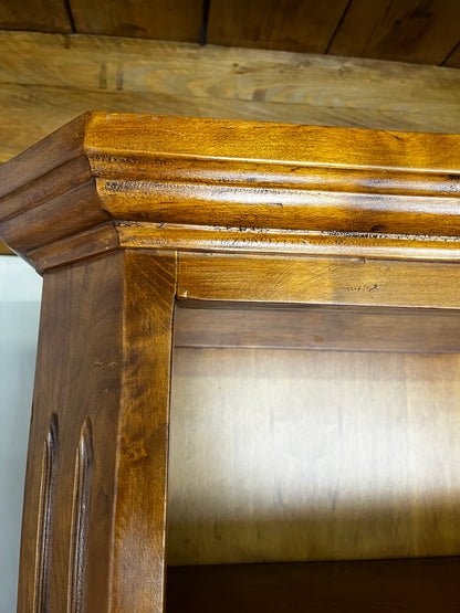 Open cherrywood bookcase, French classical style, Louis-Philippe influence, 1950.