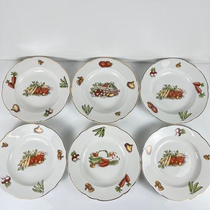 Set de 6 assiettes creuses KG Lunéville "Le Potager" , 1950/70