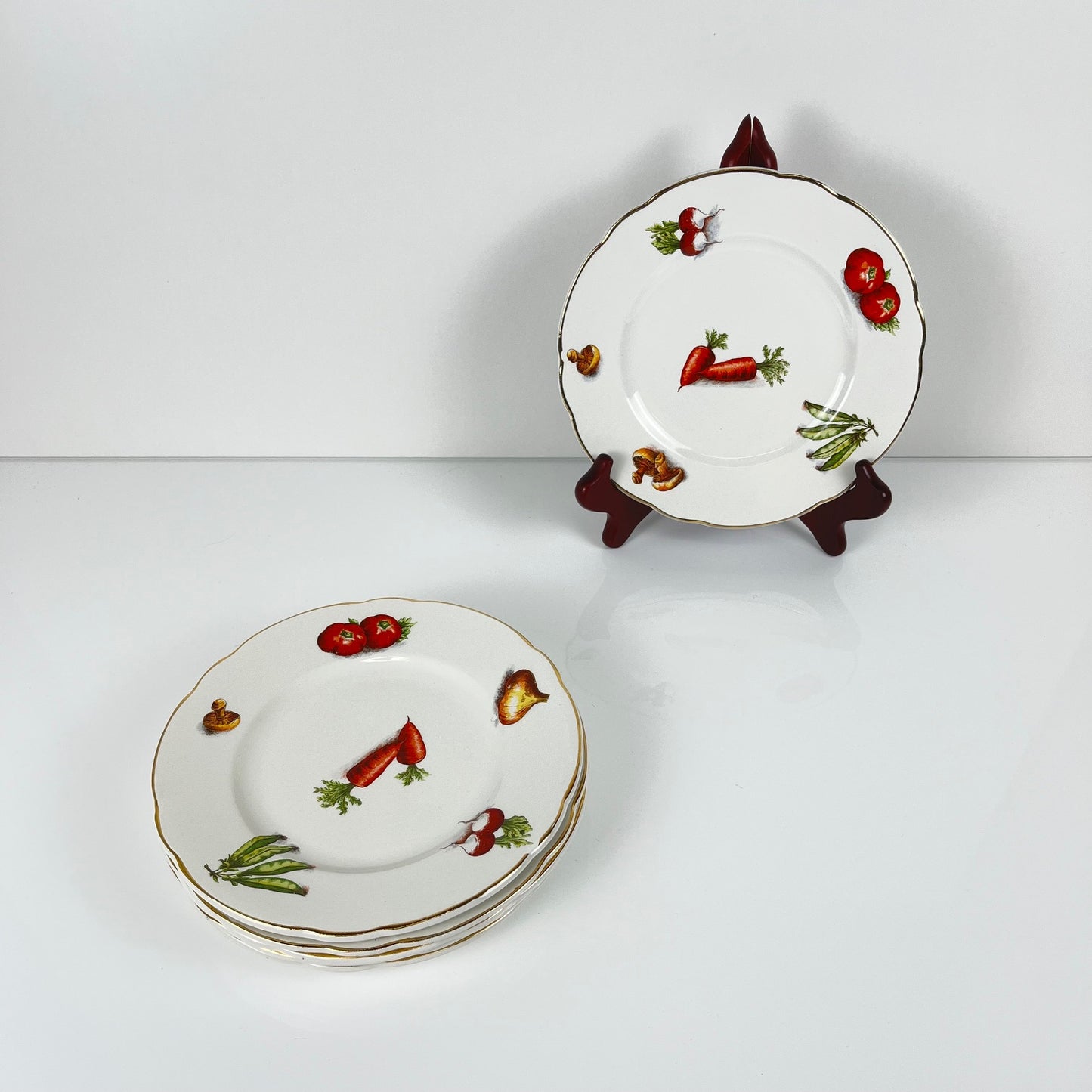 Set de 6 assiettes à dessert KG Lunéville "Le Potager" , 1950/70