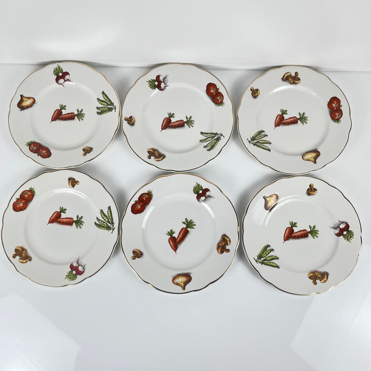 Set de 6 assiettes à dessert KG Lunéville "Le Potager" , 1950/70