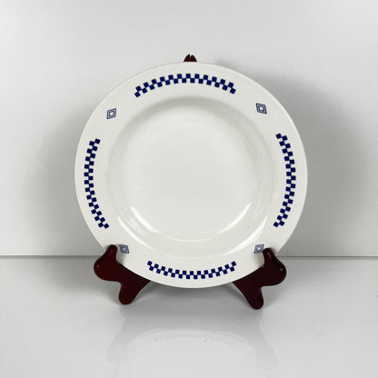 Set de 7 assiettes creuses Lustucru ,damier bleu , 1950/80