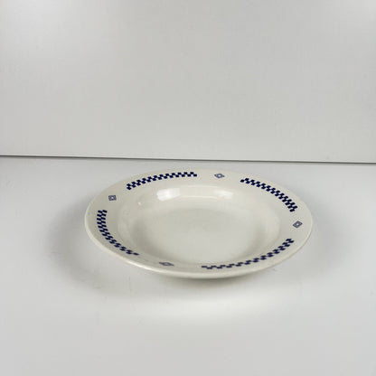 Set de 7 assiettes creuses Lustucru ,damier bleu , 1950/80