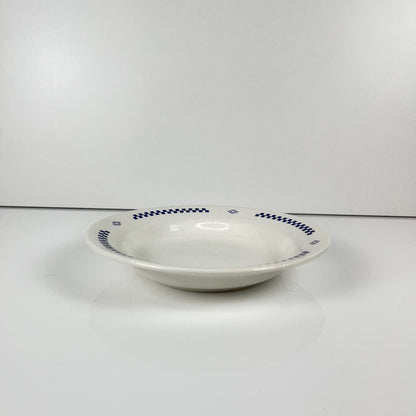 Set de 7 assiettes creuses Lustucru ,damier bleu , 1950/80