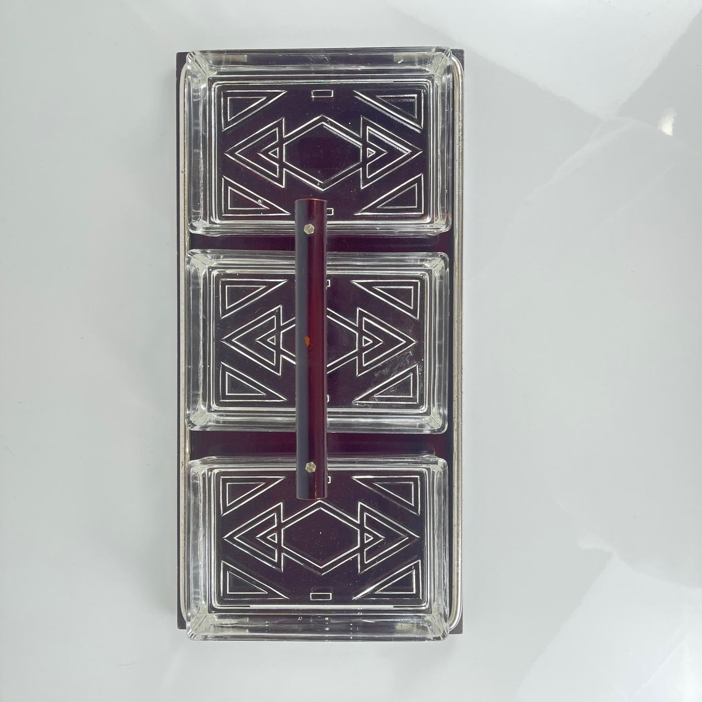 Plateau aperitif vintage bois et verre , 1960/70