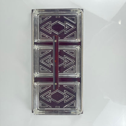 Plateau aperitif vintage bois et verre , 1960/70