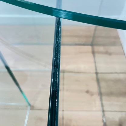 Trio de table gigogne en verre translucide CAMIF, 1980