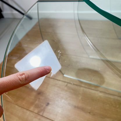 Trio de table gigogne en verre translucide CAMIF, 1980