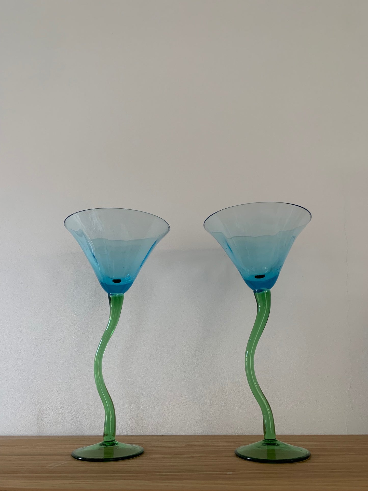 Colorful Dancing Cocktail Glass Duo, 1970