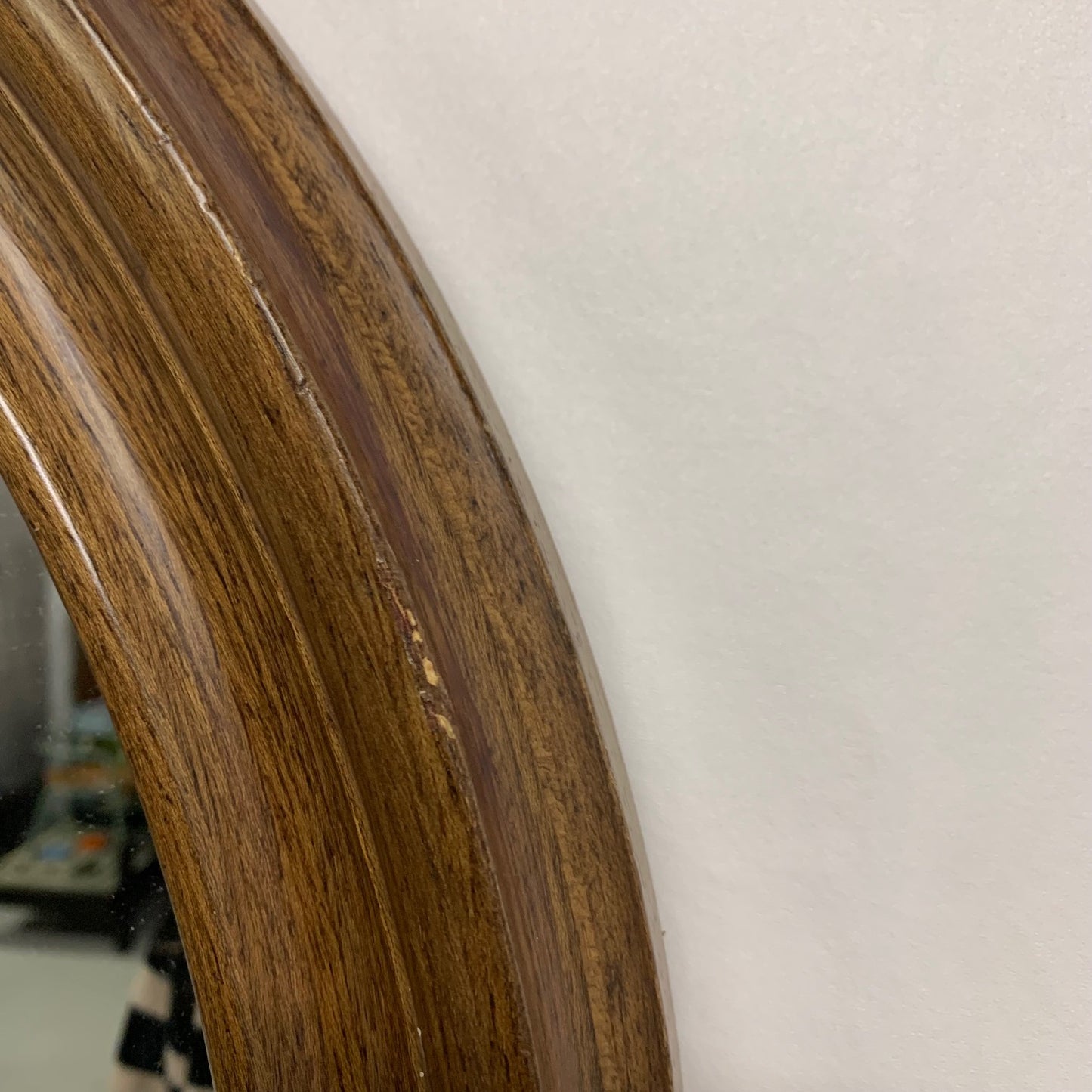 Vintage round oak mirror