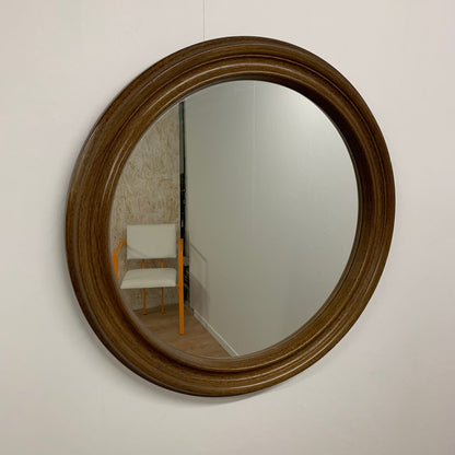 Vintage round oak mirror