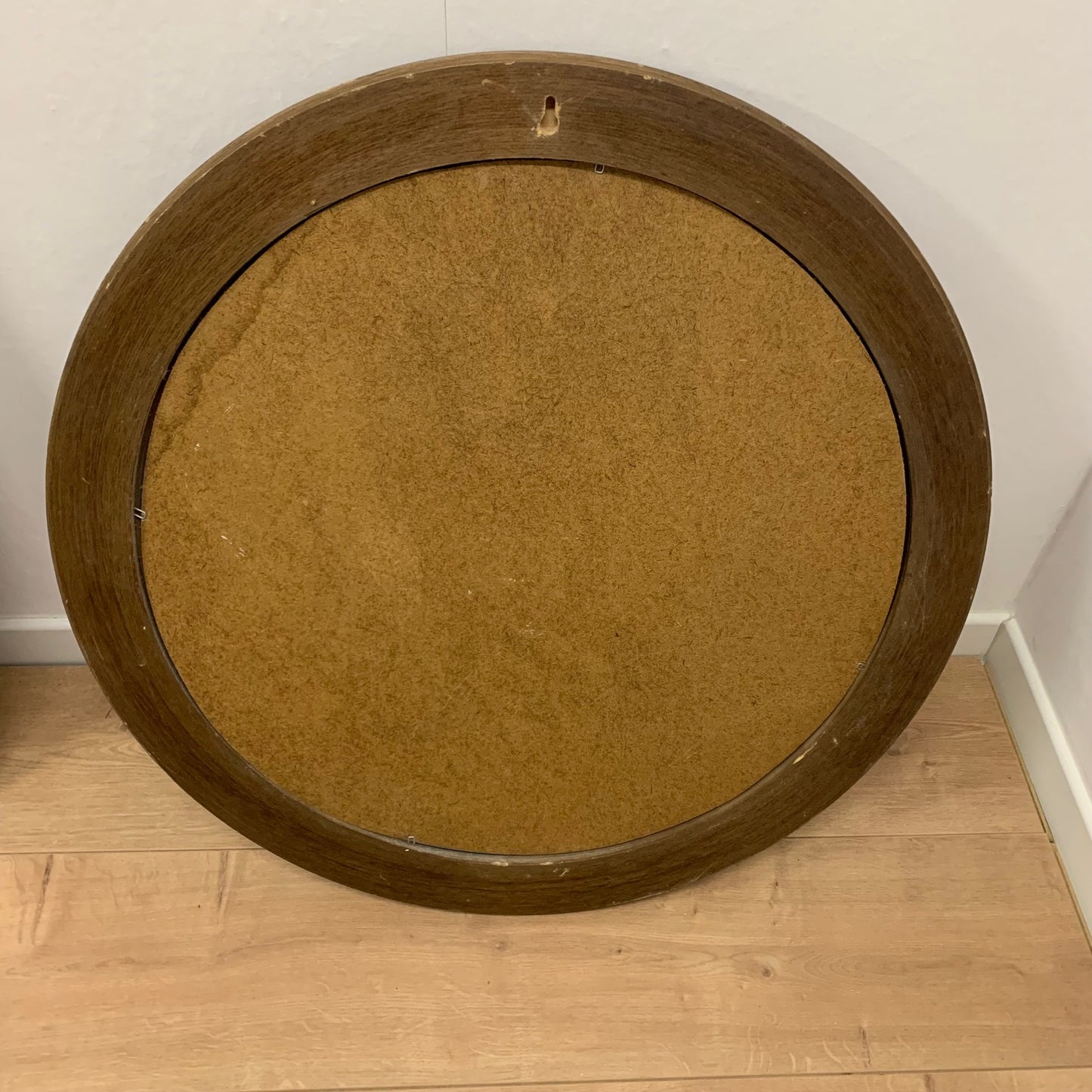 Vintage round oak mirror