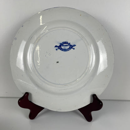 Set de 6 Assiettes plates en Terre de Fer « Flora » – Creil et Montereau, XIXe siècle, bleu