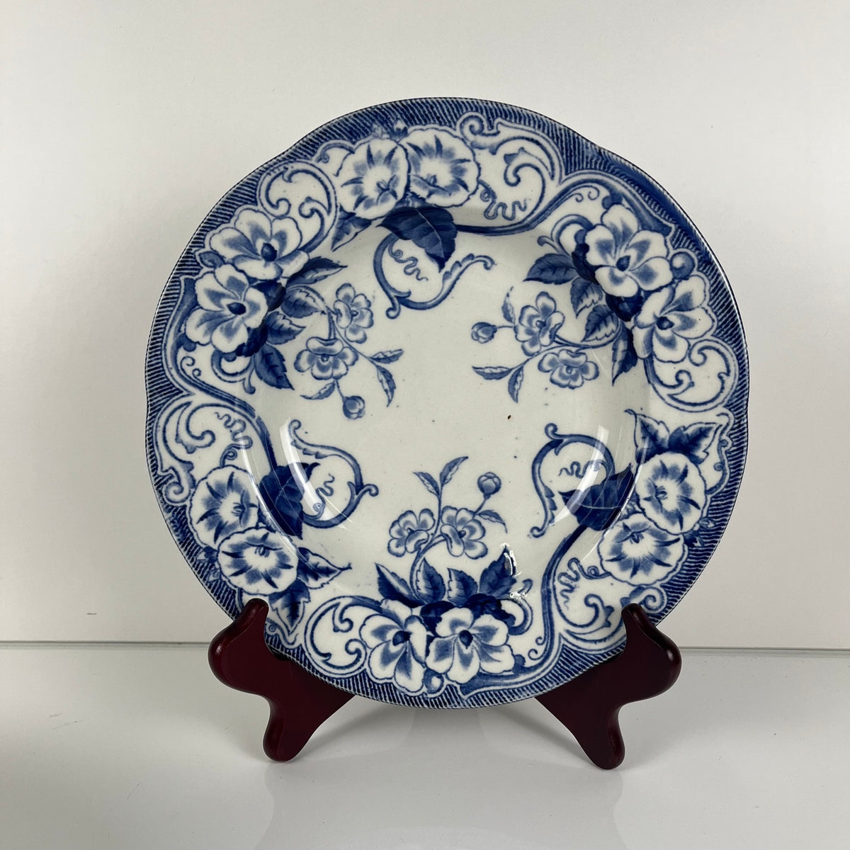Set de 6 Assiettes creuses en Terre de Fer « Flora » – Creil et Montereau, XIXe siècle, bleu