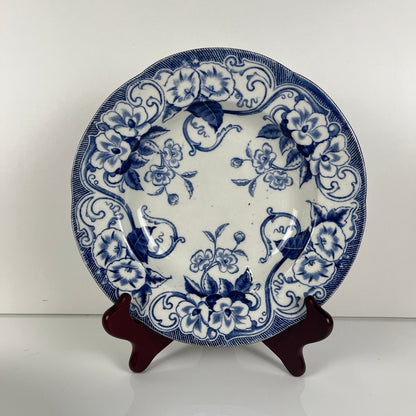 Set de 6 Assiettes creuses en Terre de Fer « Flora » – Creil et Montereau, XIXe siècle, bleu