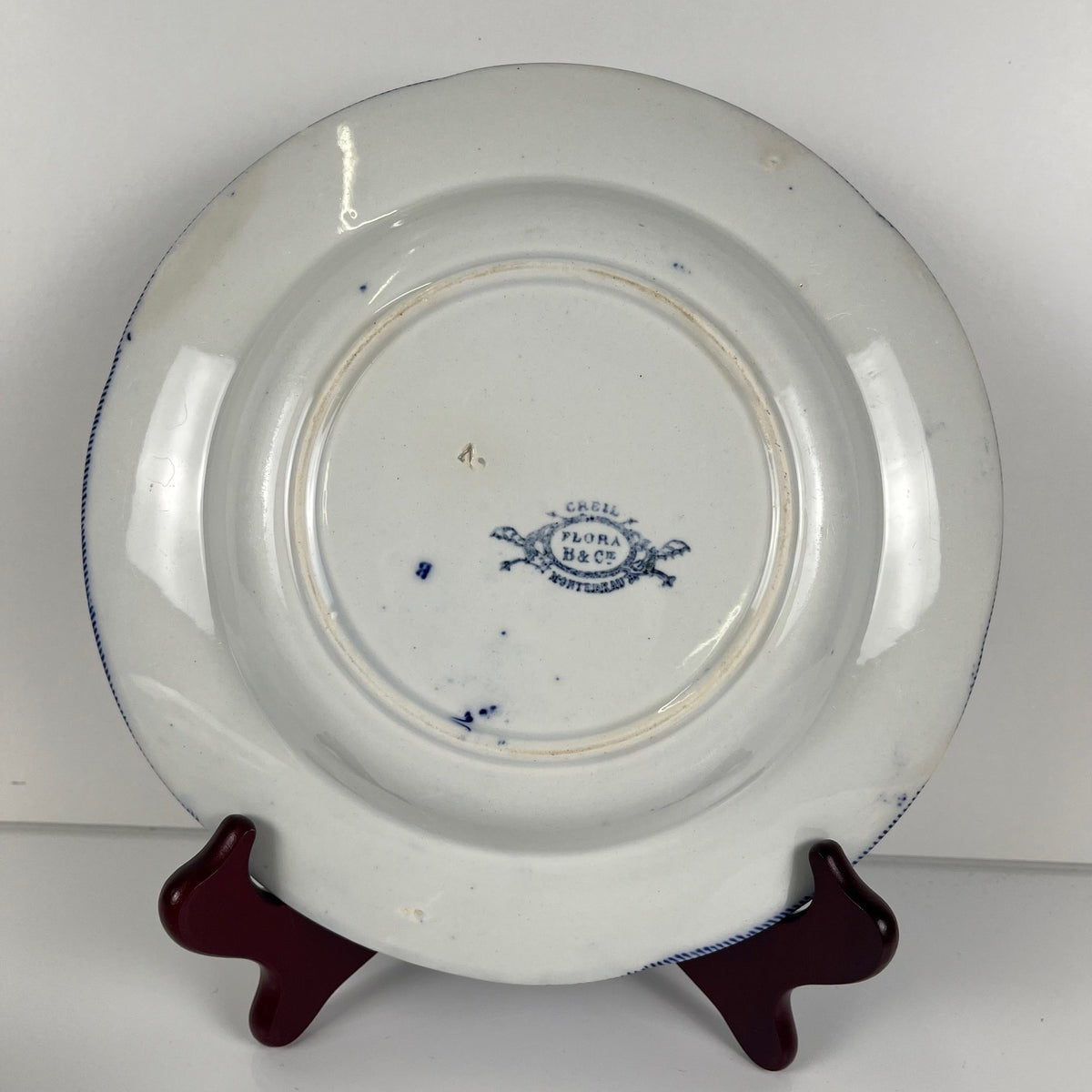 Set de 6 Assiettes creuses en Terre de Fer « Flora » – Creil et Montereau, XIXe siècle, bleu