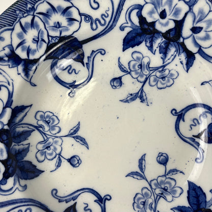 Set de 6 Assiettes creuses en Terre de Fer « Flora » – Creil et Montereau, XIXe siècle, bleu