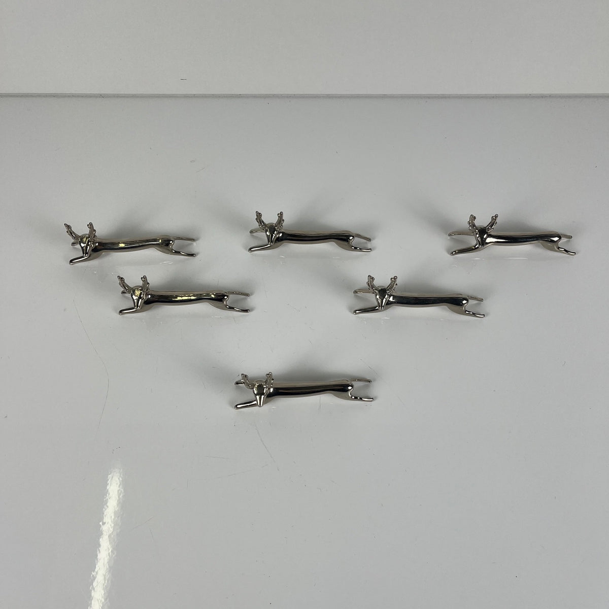 Set de 6 Porte couteaux en métal, modele "Cerf / renne", 1980-90