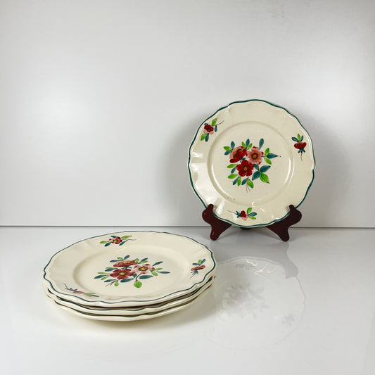Set de 4 assiettes plates Sarreguemines "Amazonas" fin XIXe-Début XXe