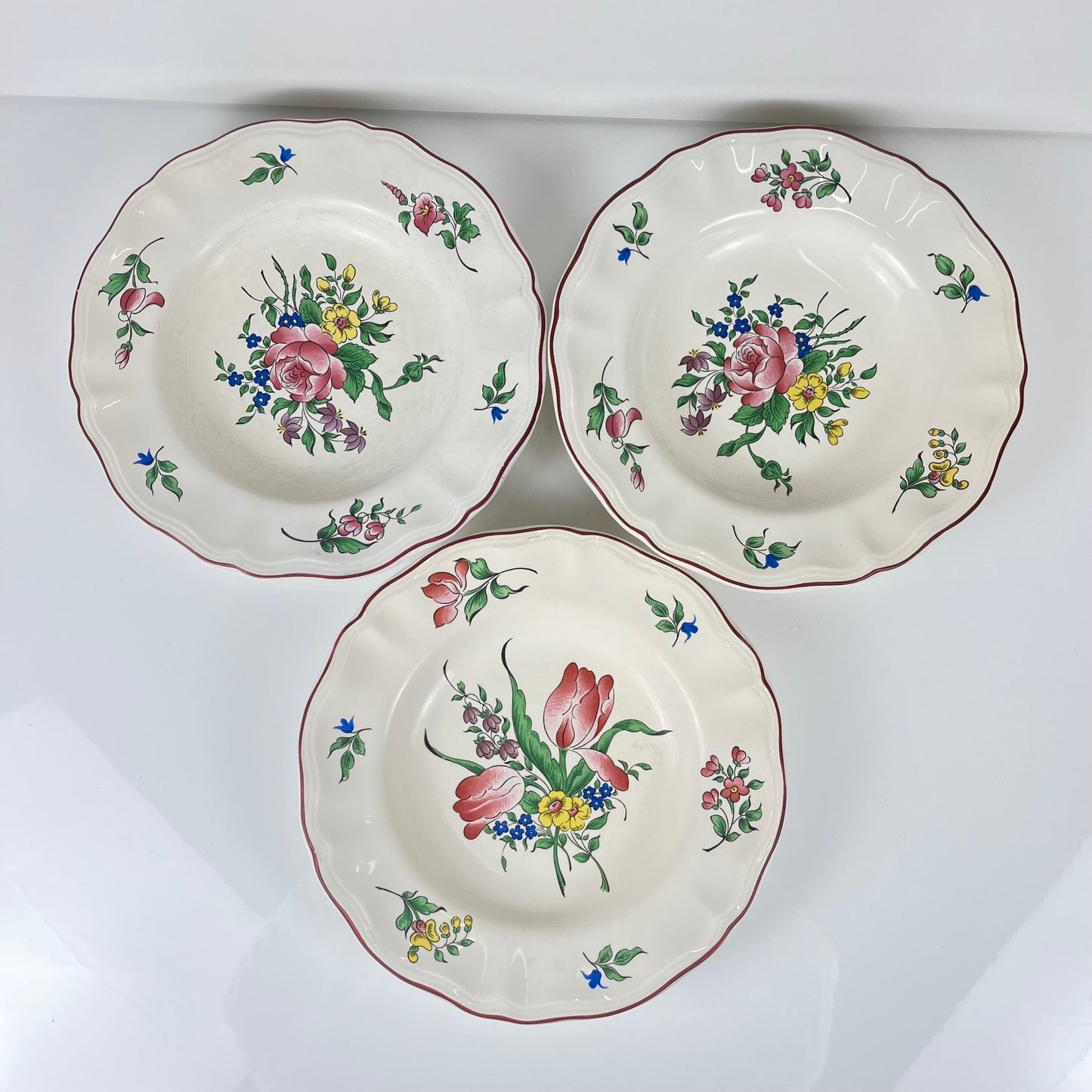 Set de 3 assiettes creuses KG Lunéville  "Réverbère"