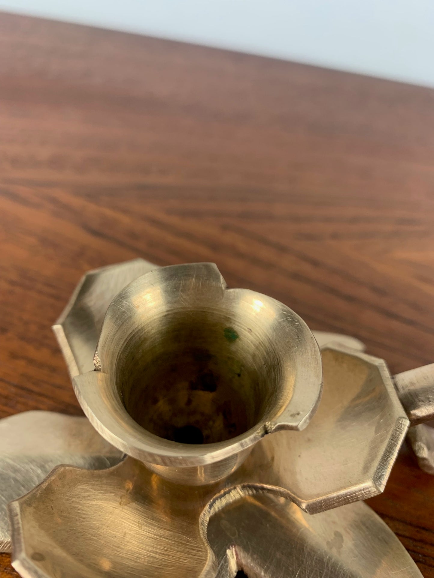 Brass flower candle holder with handle, 1960