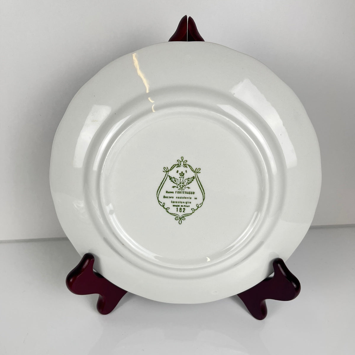 Set de 5 assiettes à dessert Nuova Fontebasso, motif fleur bleu et bord festonné, Italie, XX eme.