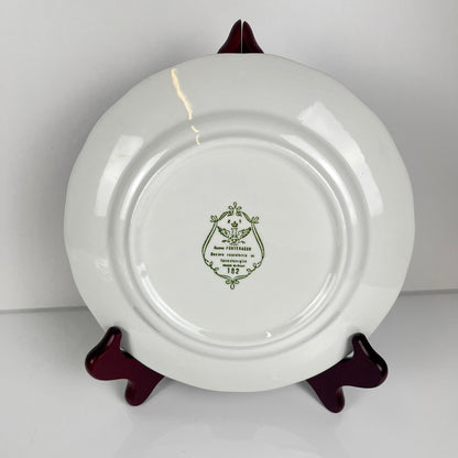 Set de 5 assiettes à dessert Nuova Fontebasso, motif fleur bleu et bord festonné, Italie, XX eme.
