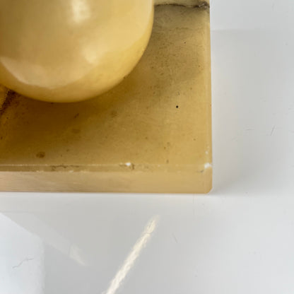 Pair of alabaster bookends, cream / yellow color 1970