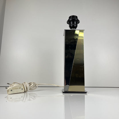 Pied de Lampe vintage style hollywood regency, laiton et chrome, 1970