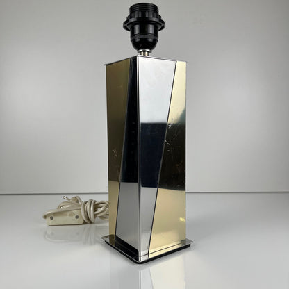Pied de Lampe vintage style hollywood regency, laiton et chrome, 1970