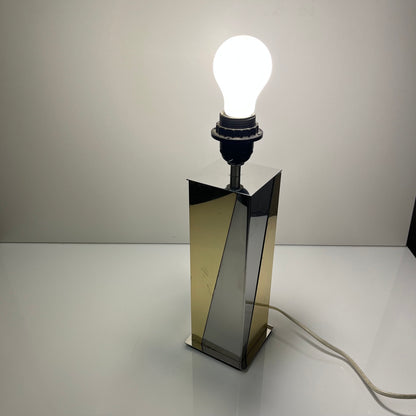 Pied de Lampe vintage style hollywood regency, laiton et chrome, 1970