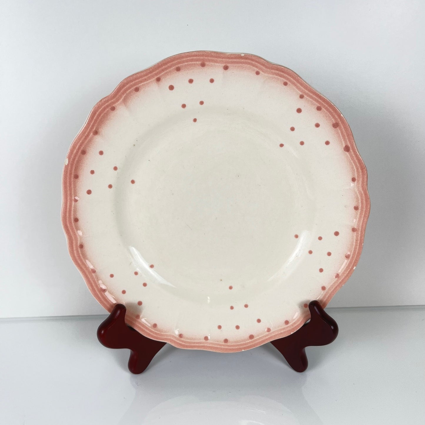 Set de 2 assiettes Salins Les bains rose, avant 1970