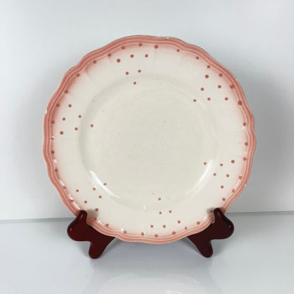 Set de 2 assiettes Salins Les bains rose, avant 1970