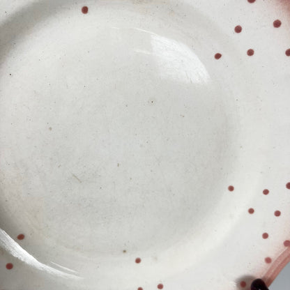 Set de 2 assiettes Salins Les bains rose, avant 1970