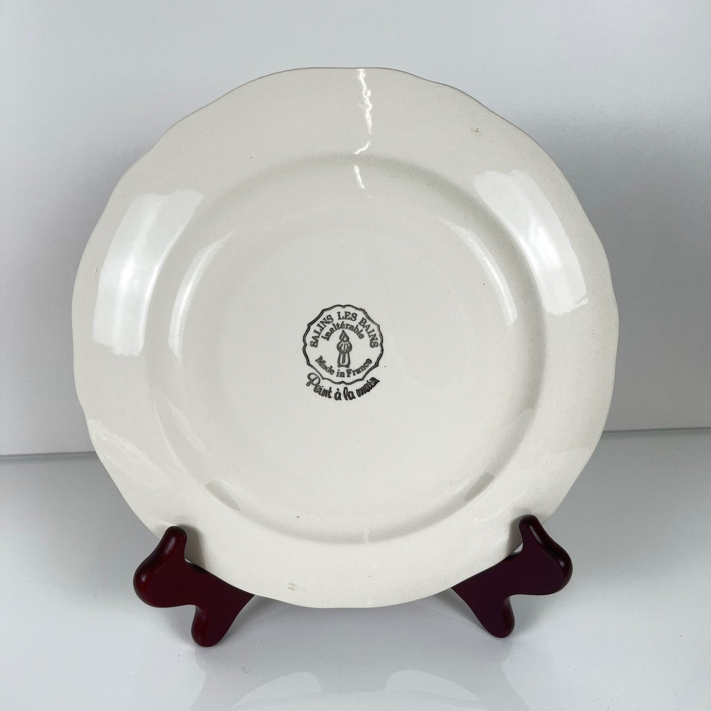 Set de 2 assiettes Salins Les bains rose, avant 1970