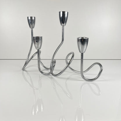 “Loop” style candle holder, 2000, chrome-plated metal