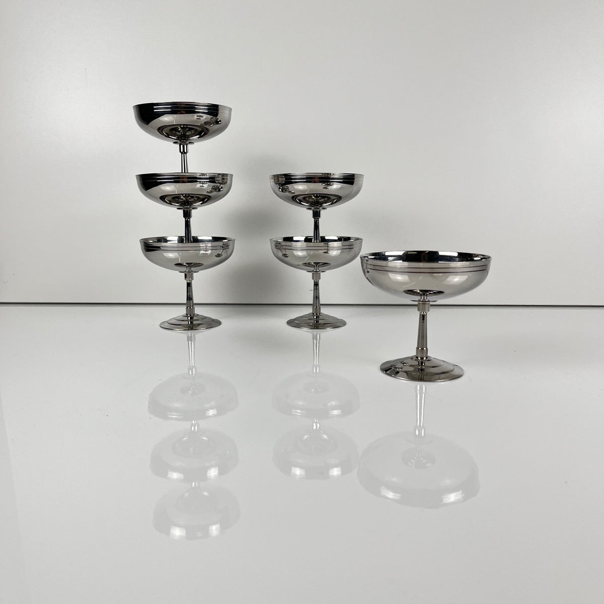 Set de 6 coupes à glace / dessert en inox Letang Remy , 1970