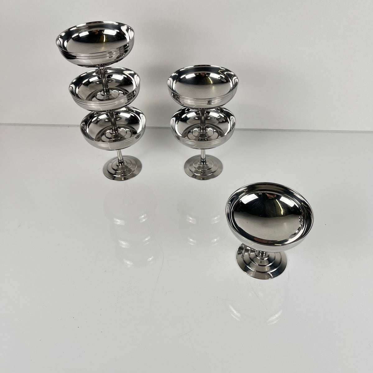 Set de 6 coupes à glace / dessert en inox Letang Remy , 1970