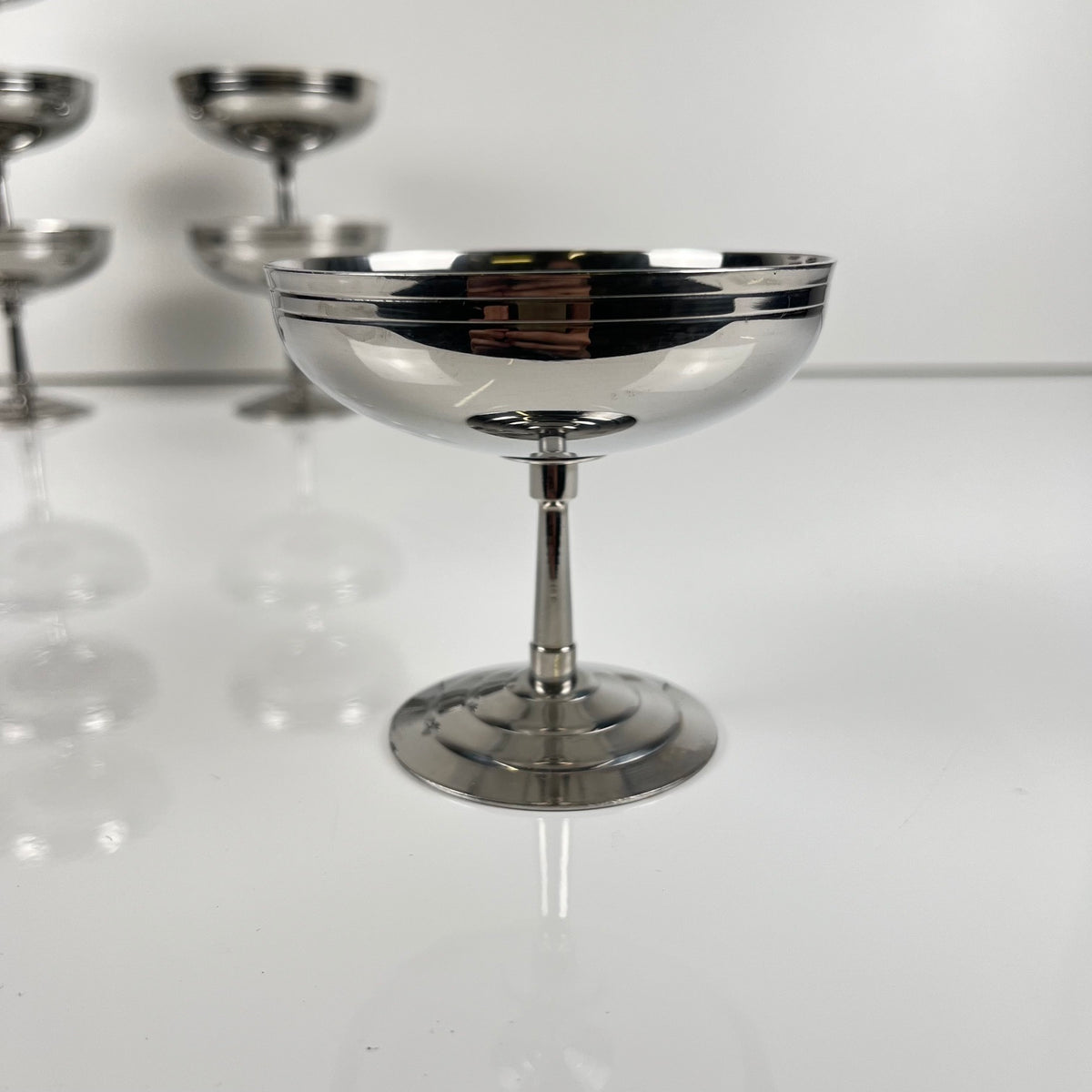 Set de 6 coupes à glace / dessert en inox Letang Remy , 1970