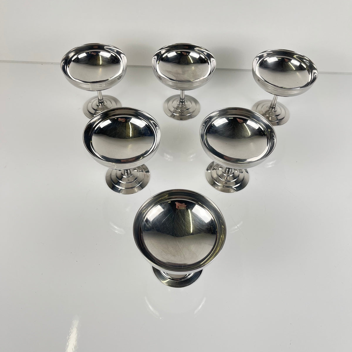 Set de 6 coupes à glace / dessert en inox Letang Remy , 1970