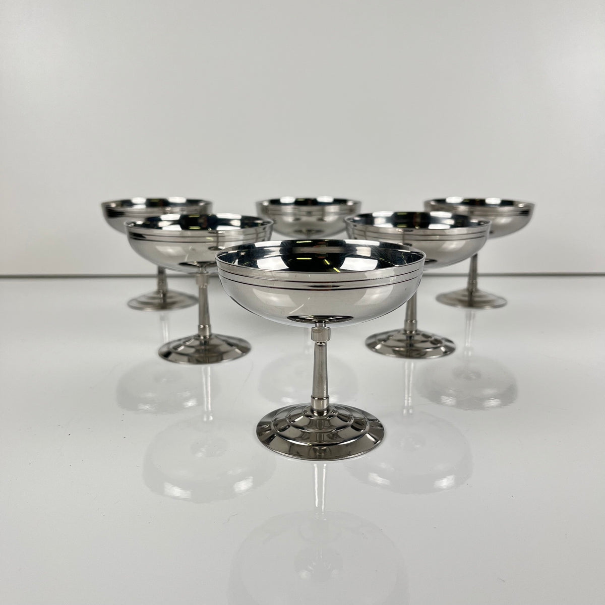 Set de 6 coupes à glace / dessert en inox Letang Remy , 1970