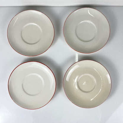 Set de 4 tasses avec soucoupes barbotine "Pomme"