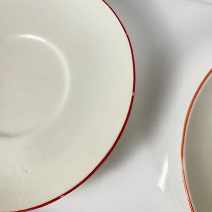 Set de 4 tasses avec soucoupes barbotine "Pomme"