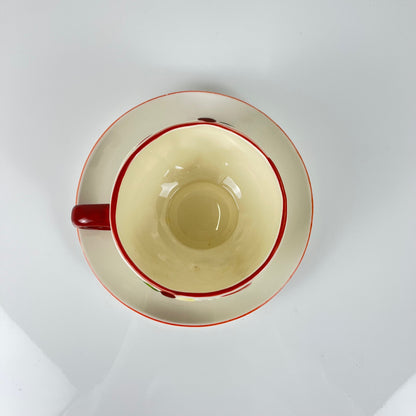 Set de 4 tasses avec soucoupes barbotine "Pomme"