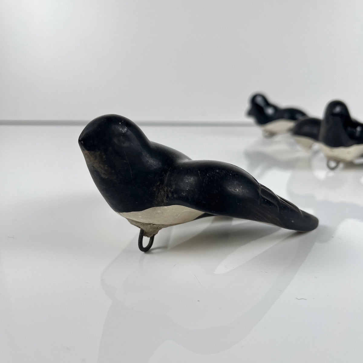 Vintage black ceramic swallow trio, 1950/60, Portugal