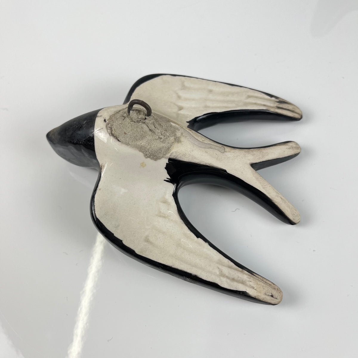 Vintage black ceramic swallow trio, 1950/60, Portugal