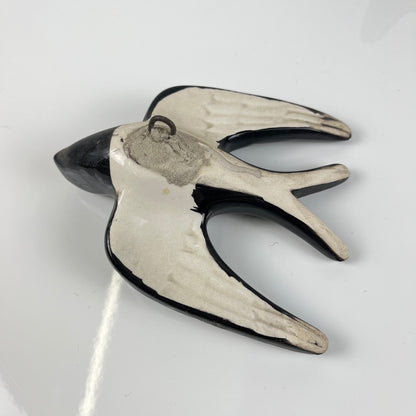 Vintage black ceramic swallow trio, 1950/60, Portugal