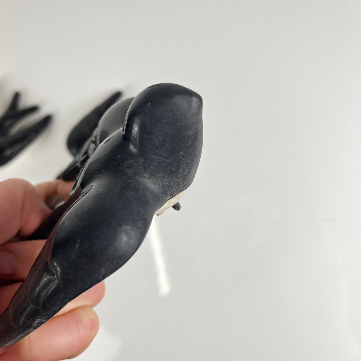 Vintage black ceramic swallow trio, 1950/60, Portugal